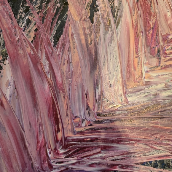 HANDCRAFTED Abstract Painting HANDPAINTED Wall Art Decor Pink Gray Purple Blue - Picture 10 of 17